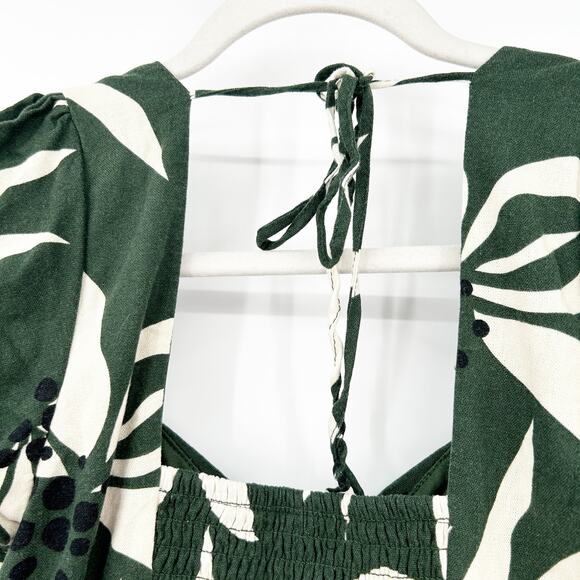 Francescas Mi Ami Nina Linen Blend Twist Front Tropical Floral Peplum‎ Blouse M - Picture 8 of 10